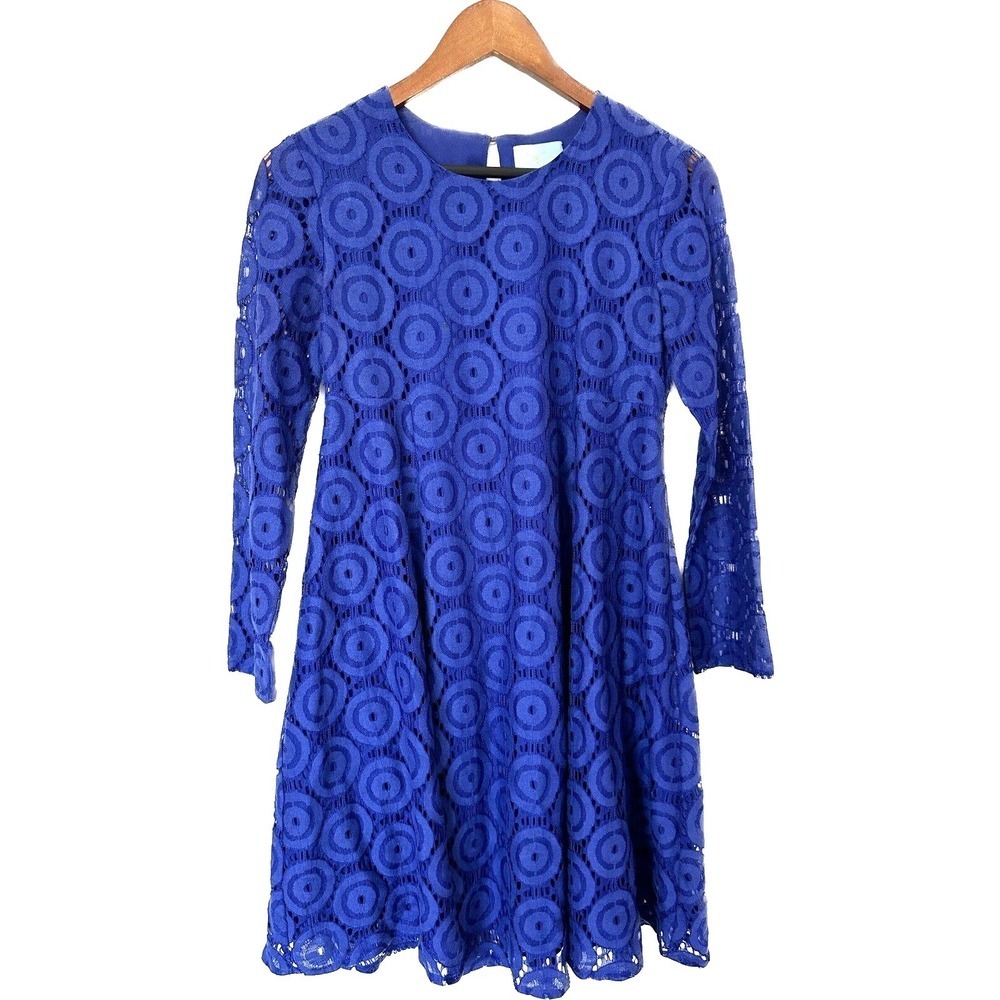 CeCe By Chyntia Steffe Dress Women's Size 0 Blue Lace Circle Embroidered